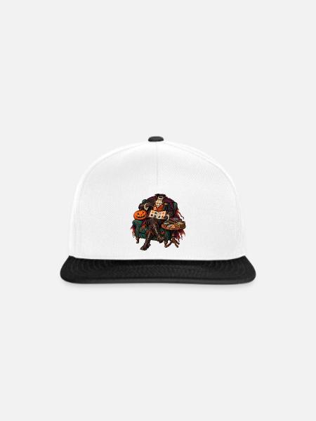 Halloween Tarotmeister im Samtstuhl - Snapback Cap - Weiß/Schwarz