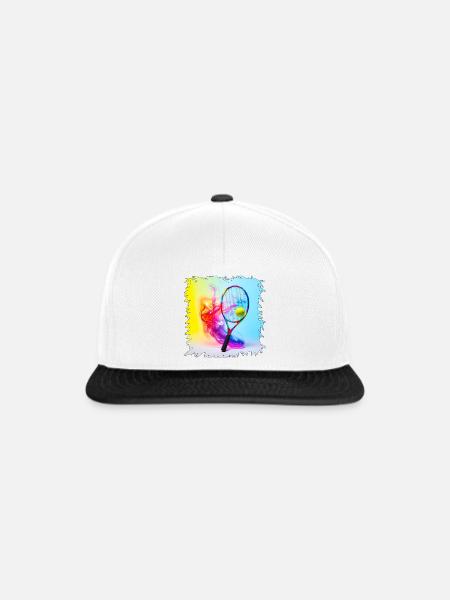 Farbenexplosion Tennisracket - Snapback Cap - Weiß/Schwarz