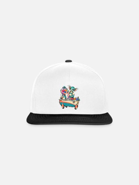 Galaktischer Drache mischt kosmisches Getränk - Snapback Cap - Weiß/Schwarz