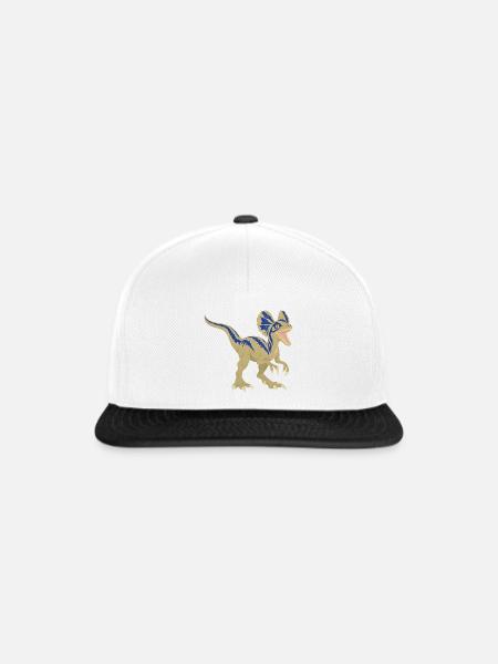 Azurblauer Dino mit Zackenmuster - Snapback Cap - Weiß/Schwarz