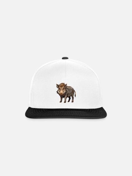 Wildschwein - Snapback Cap - Weiß/Schwarz