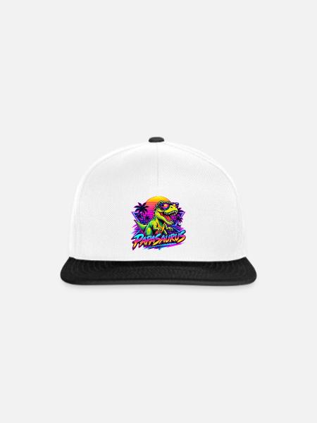Papasaurus Dinosaurier Sonnenbrille Retro 80er - Snapback Cap - Weiß/Schwarz