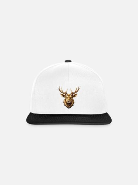 Männlicher Elch-Bullenkopf-Mount - Snapback Cap - Weiß/Schwarz