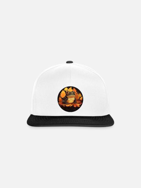 Herbstfrosch bei Sunset, Dunkle Stimmung - Snapback Cap - Weiß/Schwarz