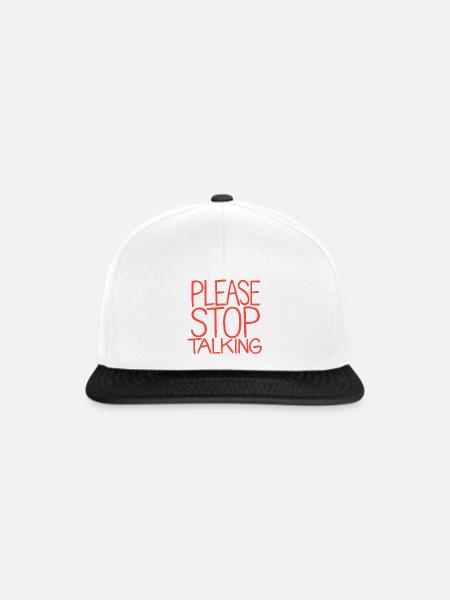 Bitte Stopp Reden - Snapback Cap - Weiß/Schwarz