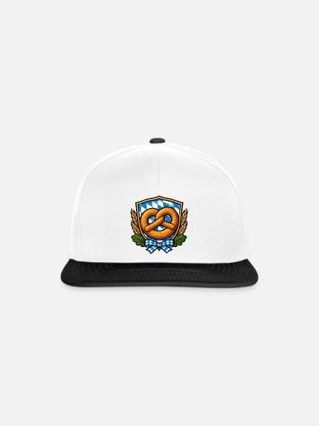 Bavarian Pretzel Crest Emblem - Snapback Cap - Weiß/Schwarz