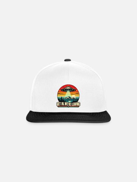 UFO Sunset Retro Tee - Snapback Cap - Weiß/Schwarz