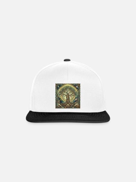 Zeitbaum und Nebel - Snapback Cap - Weiß/Schwarz