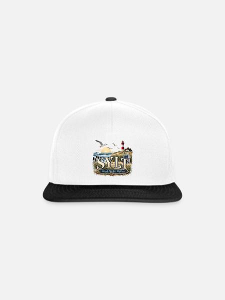 Sylt Strandwind Motiv - Snapback Cap - Weiß/Schwarz