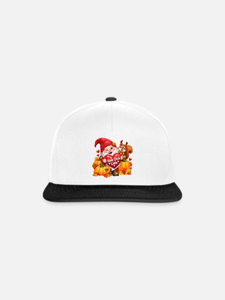 Herbstgnom Hab Dich Lieb - Snapback Cap - Weiß/Schwarz