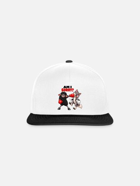 Schaf und Wolf – Boxhumor - Snapback Cap - Weiß/Schwarz