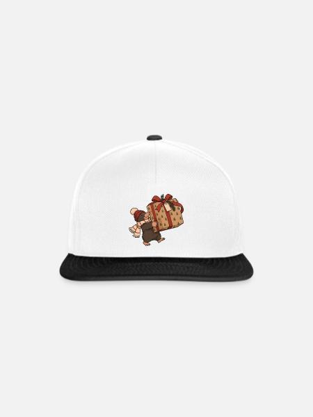 Christmas Mole With Present - Snapback Cap - Weiß/Schwarz