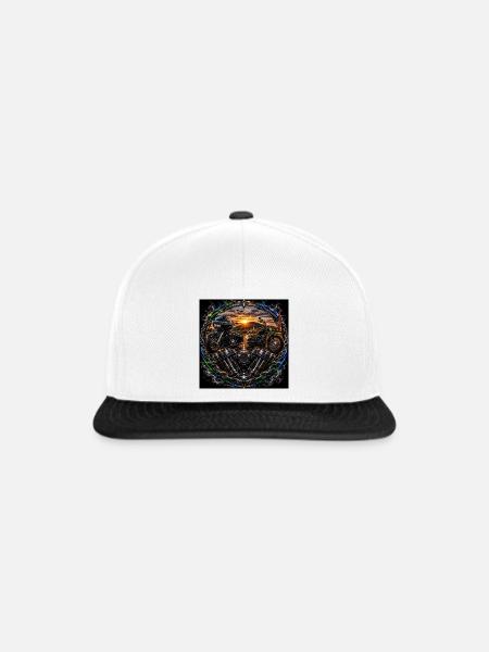 Sonnenuntergangs-Motorradkreis - Snapback Cap - Weiß/Schwarz