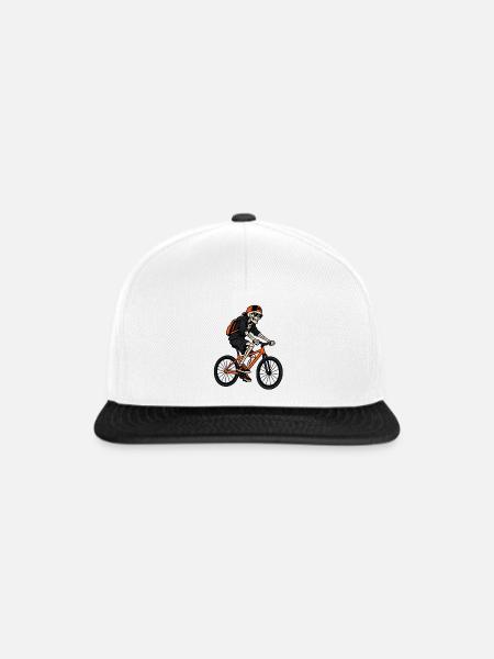 Lustiges Fahrrad Skelett – Halloween Biker - Snapback Cap - Weiß/Schwarz