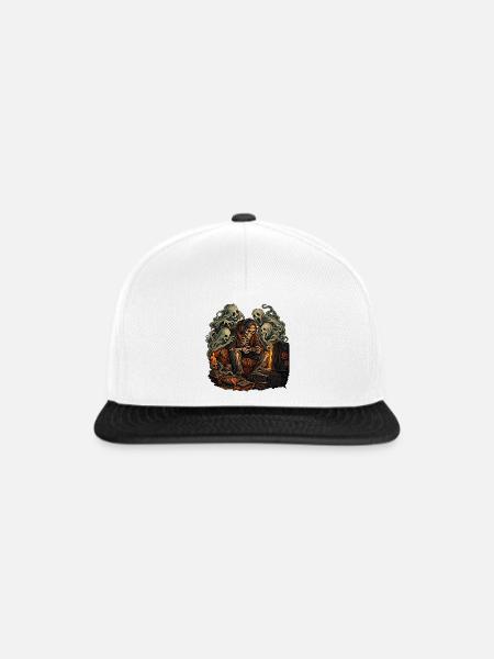 Gruseliger Gamer Skelett Halloween - Snapback Cap - Weiß/Schwarz