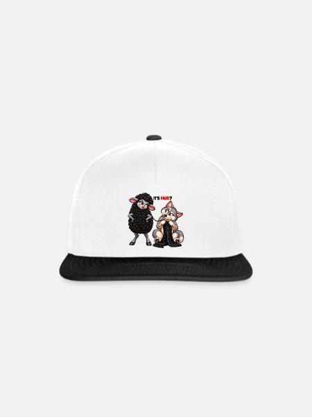 Schaf und Wolf – Strickhumor - Snapback Cap - Weiß/Schwarz