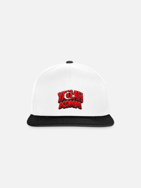 Yallah Komm – Lustiger Statement Spruch - Snapback Cap - Weiß/Schwarz