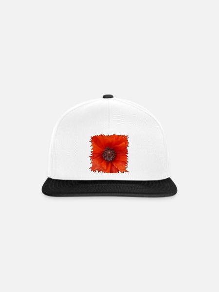 Orangerot Mohnblüte Nahaufnahme - Snapback Cap - Weiß/Schwarz