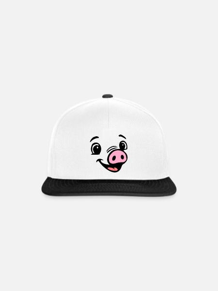 Ferkel Schweine Sau, Kostüm - Snapback Cap - Weiß/Schwarz