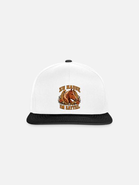 Zu Hause im Sattel - Snapback Cap - Weiß/Schwarz