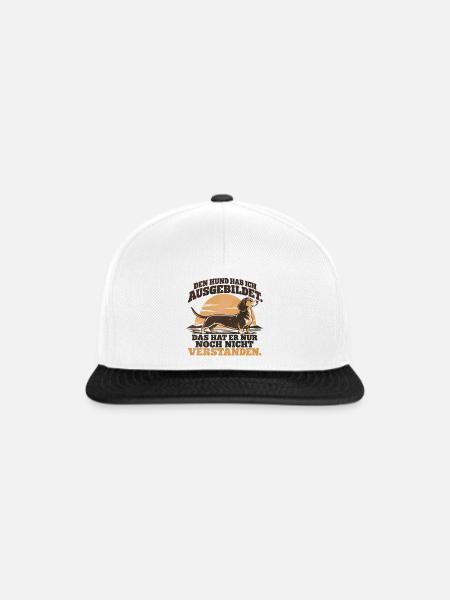 Kurzhaar Dackel - Mein Dackel hat Charakter. - Snapback Cap - Weiß/Schwarz