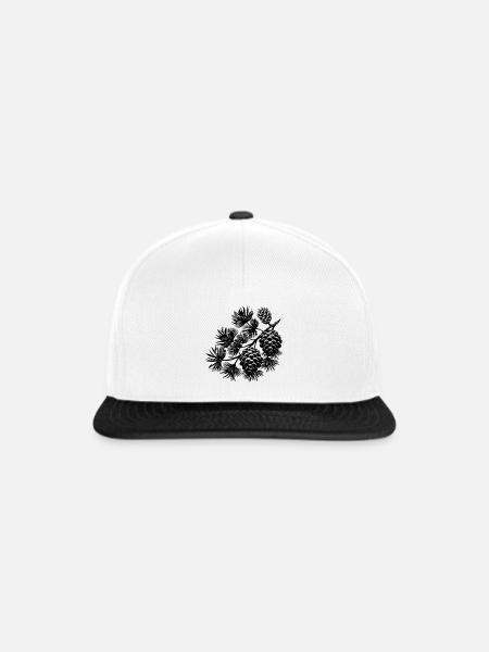 Kiefernzapfen am Ast - Snapback Cap - Weiß/Schwarz