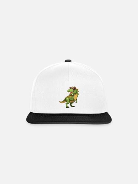 Tyrannosaurus Rex mit Sonnenbrille - Snapback Cap - Weiß/Schwarz