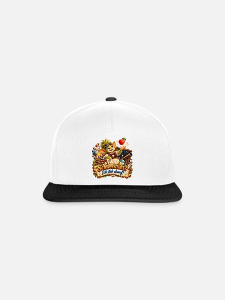 Wenuma.  Schwerkraft? Ich steh drauf! - Snapback Cap - Weiß/Schwarz