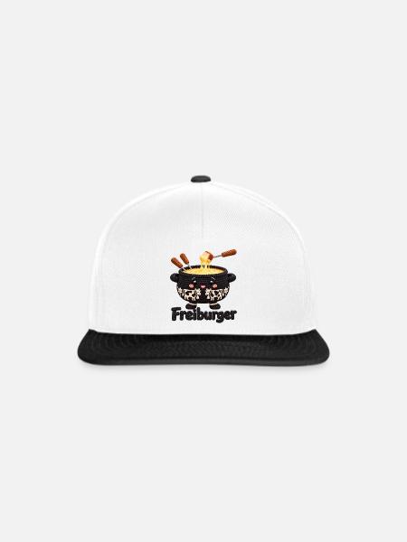 Käsefondue Topfheld mit Kühen - Snapback Cap - Weiß/Schwarz