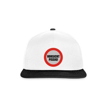 Vorsicht pissig - Snapback Cap - Weiß/Schwarz - Vorne