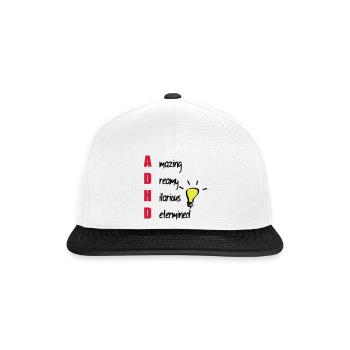 Don de soutien TDAH / TDAH - Casquette snapback - blanc/noir - Devant