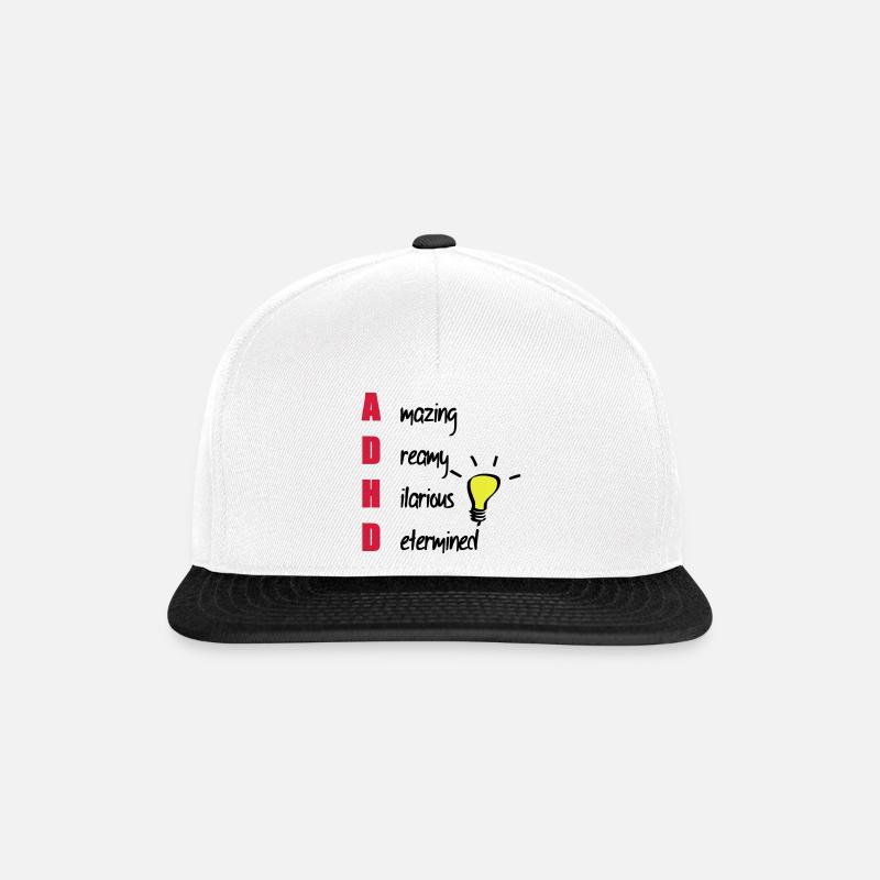 ADHD / ADHS Support Geschenk - Snapback Cap - Weiß/Schwarz