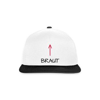 Braut Junggesellenabschied Junggesellin Pfeil - Snapback Cap - Weiß/Schwarz - Vorne