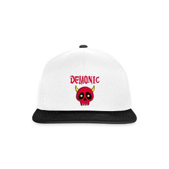 Manga Dämonenschädel - Snapback Cap - Weiß/Schwarz - Vorne