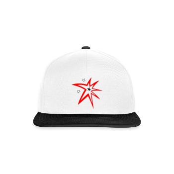 Sterne, Feuerwerk, Sternschnuppe - Snapback Cap - Weiß/Schwarz - Vorne
