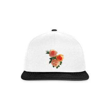 Peach Rose Bouquet - Snapback Cap - white/black - Front