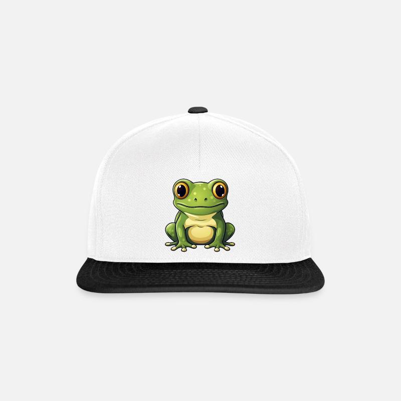 mignonne grenouille - Vert - Design joyeux. - Casquette snapback - blanc/noir