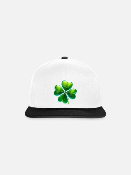 Vierblättriges Kleeblatt - Snapback Cap - Weiß/Schwarz