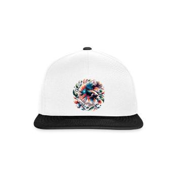 Siamesische Kampffisch, Betta splendens, Bettafan - Snapback Cap - Weiß/Schwarz - Vorne