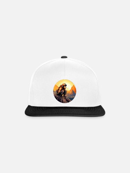 Affen Wandern / Bergsteiger Affe - Snapback Cap - Weiß/Schwarz