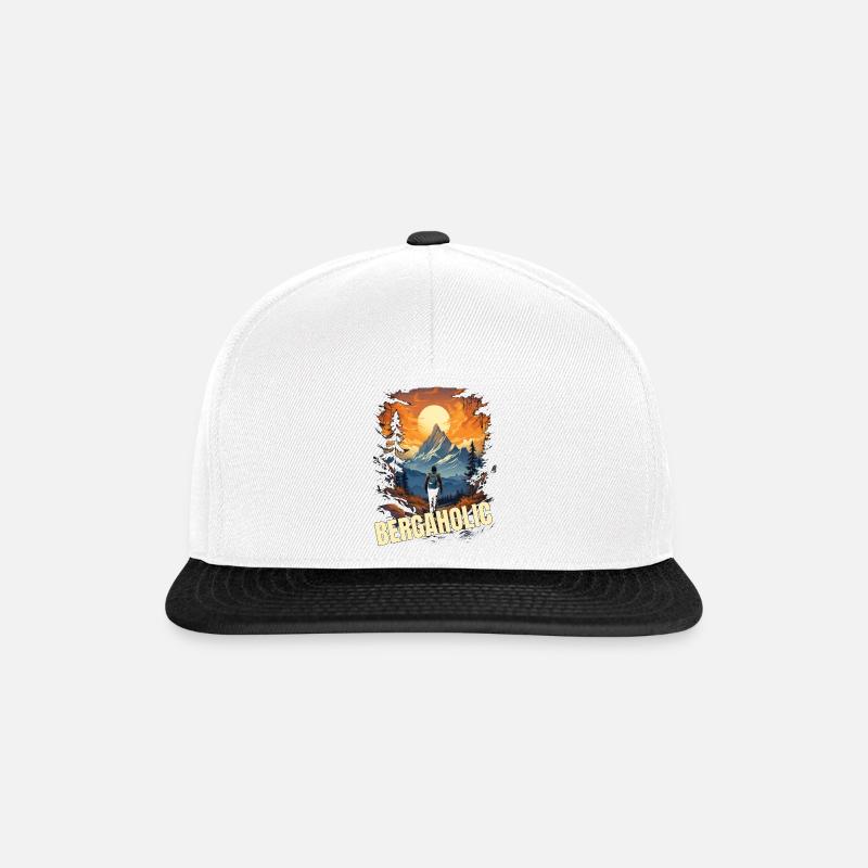 Bergaholic - Snapback Cap - Weiß/Schwarz