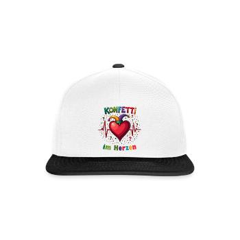 Karneval Herzschlag - Konfetti - Snapback Cap - Weiß/Schwarz - Vorne