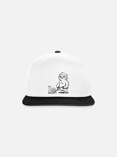 Faultier und Schnecke - Gassi gehen - Snapback Cap - Weiß/Schwarz