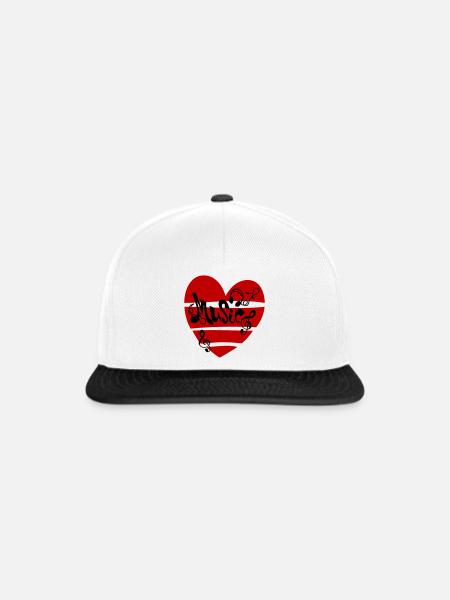 Musik Herz mit Noten - Snapback Cap - Weiß/Schwarz
