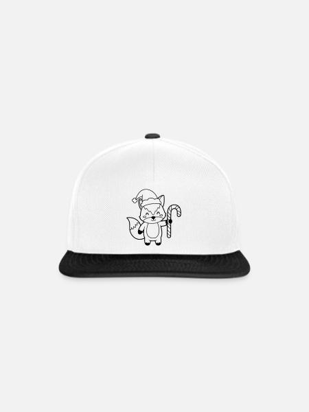 Weihnachtsfuchs mit Candy Cane Illustration - Snapback Cap - Weiß/Schwarz