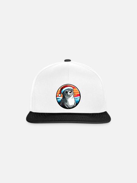 Seelöwe im Winter Santa Hut - Snapback Cap - Weiß/Schwarz
