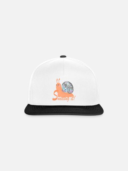 Snailing It! – Bunte Schnecke mit Disco-Kugel - Snapback Cap - Weiß/Schwarz