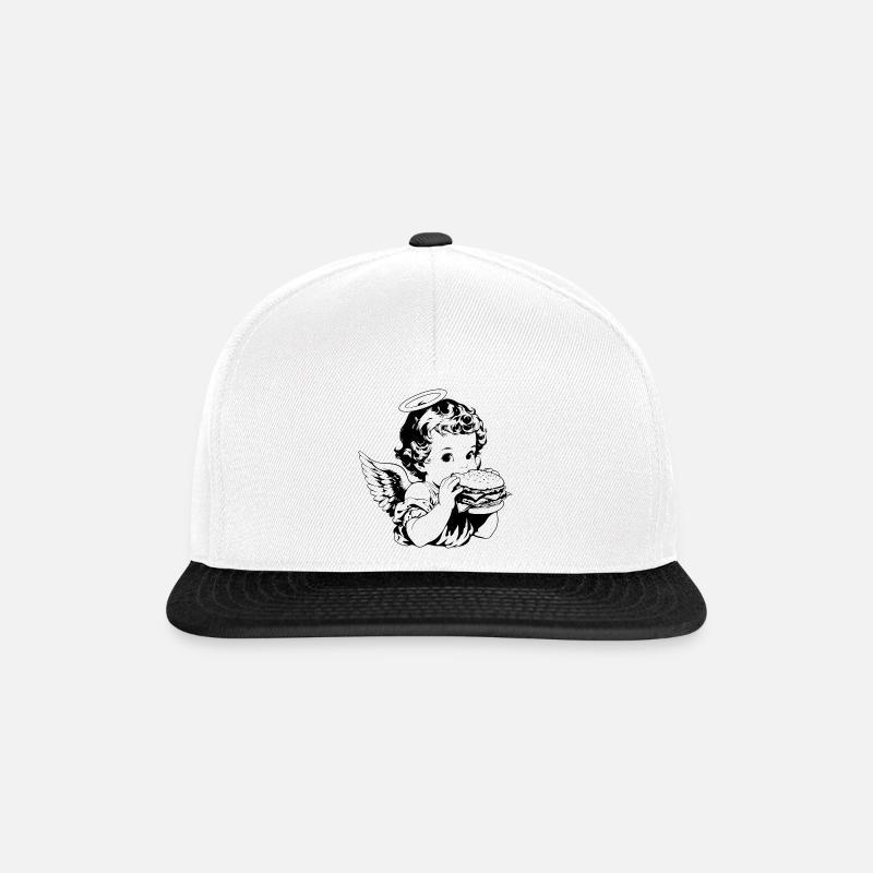 Burger Engel – Cherub eats hamburger vintage - Snapback Cap - white/black