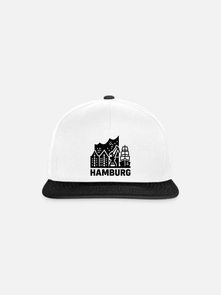 Hamburg Hansestadt Speicherstadt Hafen - Snapback Cap - Weiß/Schwarz