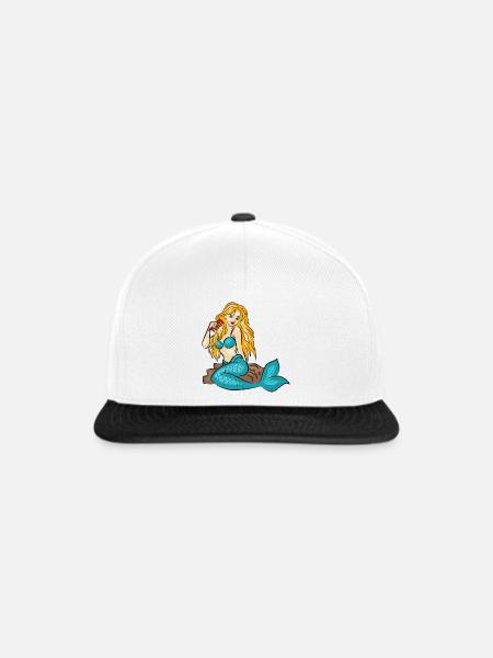 Meerjungfrau auf einem Felsen - Snapback Cap - Weiß/Schwarz